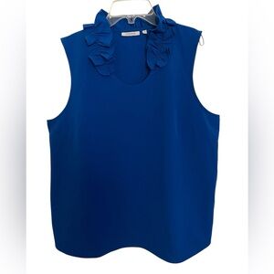 Chico’s Cobalt Blue Sleeveless Raffle Blouse Size 14